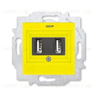 Usb розетка двойная для зарядки (1,4А) ABB Levit, желтый 2CHH290040A6064 2CHH290040A6064