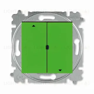 Выключатель управления жалюзи кнопочный ABB Levit, зеленый-дымчатый чёрный 2CHH598845A6067 2CHH598845A6067