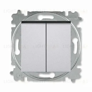 Переключатель двухклавишный ABB Levit (с 2-х мест), 10А, серебро-дымчатый чёрный 2CHH595245A6070 2CHH595245A6070