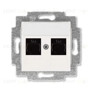 Розетка компьютерная двойная ABB Levit RJ45 5 кат, жемчуг 2CHH295118A6068 2CHH295118A6068