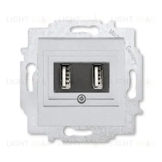 Usb розетка двойная для зарядки (1,4А) ABB Levit, серебро 2CHH290040A6070 2CHH290040A6070