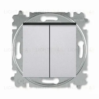 Выключатель двухклавишный ABB Levit, 10 А, серебро-дымчатый чёрный 2CHH590545A6070 2CHH590545A6070