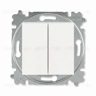 Переключатель двухклавишный ABB Levit (с 2-х мест), 10А, жемчуг-ледяной 2CHH595245A6068 2CHH595245A6068