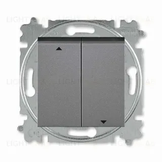 Выключатель управления жалюзи кнопочный ABB Levit, сталь-дымчатый чёрный 2CHH598845A6069 2CHH598845A6069