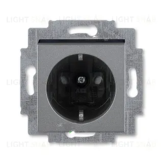 Розетка с заземлением со шторками, безвинтовой зажим ABB Levit, сталь-дымчатый чёрный 2CHH203457A6069 2CHH203457A6069