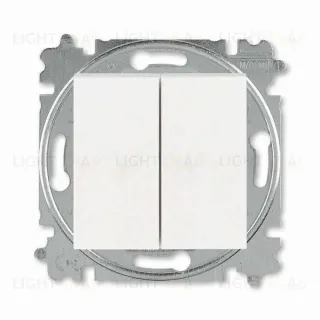 Выключатель кнопочный двухклавишный ABB Levit, 10 А, жемчуг-ледяной 2CHH598745A6068 2CHH598745A6068