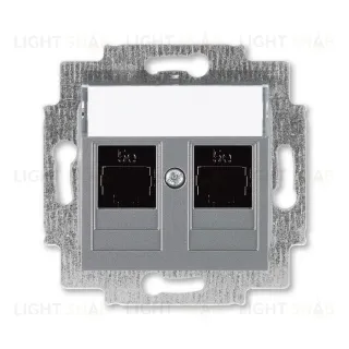 Розетка компьютерная двойная ABB Levit RJ45 5 кат, сталь 2CHH295118A6069 2CHH295118A6069