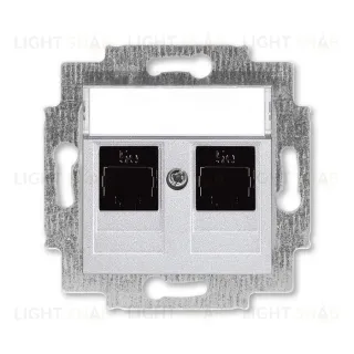Розетка компьютерная двойная ABB Levit RJ45 5 кат, серебро 2CHH295118A6070 2CHH295118A6070