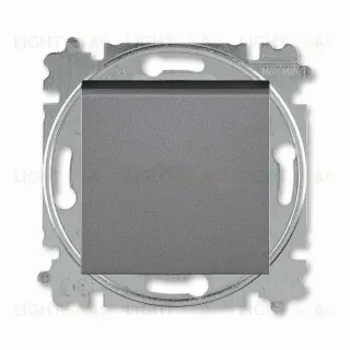 Выключатель кнопочный одноклавишный ABB Levit, 10 А, сталь-дымчатый чёрный 2CHH599145A6069 2CHH599145A6069