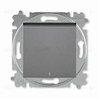 Выключатель одноклавишный с подсветкой ABB Levit, 10 А, сталь-дымчатый чёрный 2CHH590146A6069 2CHH590146A6069