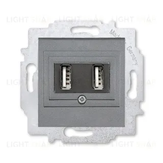 Usb розетка двойная для зарядки (1,4А) ABB Levit, сталь 2CHH290040A6069 2CHH290040A6069