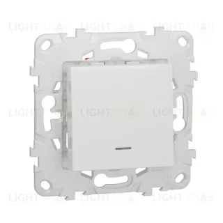 Выключатель одноклавишный перекрестный (из 3-х мест) с подсветкой 10А/250 В~ Schneider Unica New, белый NU520518N NU520518N