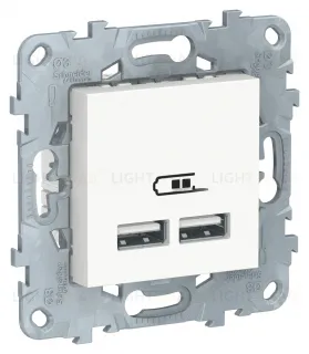 Розетка USB двойная для зарядки 2,1А Schneider Unica New, белый NU541818 NU541818