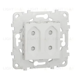 Розетка двойная без заземления со шторками 2x10A/250 В, винтовой зажим Schneider Unica New, белый NU503118 NU503118