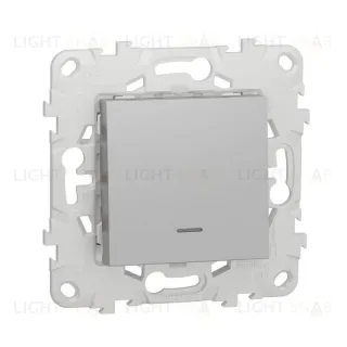 Выключатель одноклавишный с подсветкой 10А/250 В~ Schneider Unica New, алюминий NU520130N NU520130N