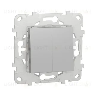 Переключатель двухклавишный на два направления (из 2-х мест) 10А/250 В~ Schneider Unica New, алюминий NU521330 NU521330