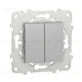 Выключатель двухклавишный 10А/250 В~ Schneider Unica New, алюминий NU521130 NU521130