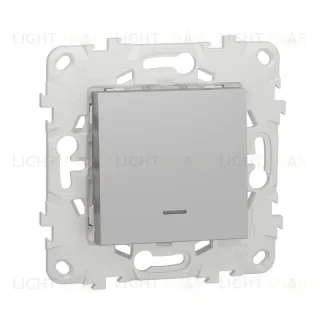 Переключатель одноклавишный (из 2-х мест) с подсветкой 10А/250 В~ Schneider Unica New, алюминий NU520330N NU520330N