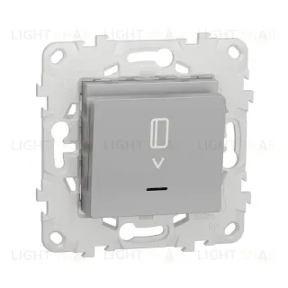 Карточный выключатель с подсветкой без задержки времени 10А/250 В~ Schneider Unica New, алюминий NU528330 NU528330