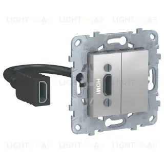 Розетка HDMI одинарная с выносным разъемом Schneider Unica New, алюминий NU543030 NU543030