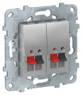 Розетка двойная акустическая Schneider Unica New, алюминий NU548930 NU548930