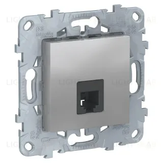 Розетка телефонная одинарная RJ 11 Schneider Unica New, алюминий NU549230 NU549230