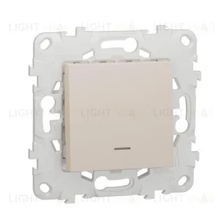 Кнопочный выключатель одноклавишный с подсветкой 10А/250 В~ Schneider Unica New, бежевый NU520644N NU520644N