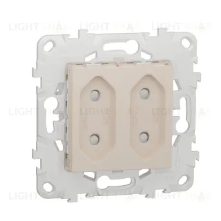 Розетка двойная без заземления со шторками 2x10A/250 В, винтовой зажим Schneider Unica New, бежевый NU503144 NU503144