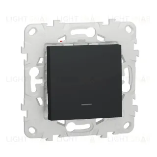 Выключатель одноклавишный перекрестный (из 3-х мест) с подсветкой 10А/250 В~ Schneider Unica New, антрацит NU520554N NU520554N