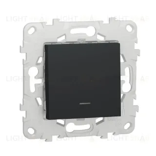 Кнопочный выключатель одноклавишный с подсветкой 10А/250 В~ Schneider Unica New, антрацит NU520654N NU520654N