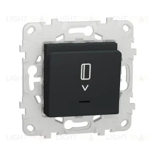 Карточный выключатель с подсветкой без задержки времени 10А/250 В~ Schneider Unica New, антрацит NU528354 NU528354