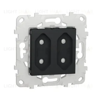 Розетка двойная без заземления со шторками 2x10A/250 В, винтовой зажим Schneider Unica New, антрацит NU503154 NU503154
