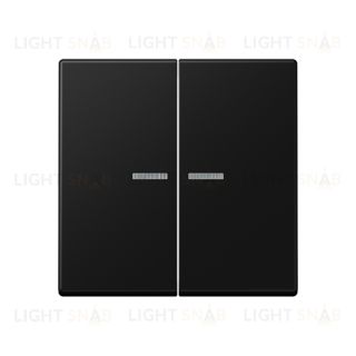 Выключатель двухклавишный с подсветкой 10А/250В Jung черный матовый 505u5+A595KO5SWM 505u5 + A595KO5SWM