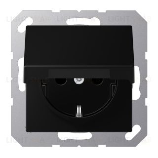 Розетка с заземлением 16А/250В с откидной крышкой Jung черный матовый A1520BFKLSWM A1520BFKLSWM