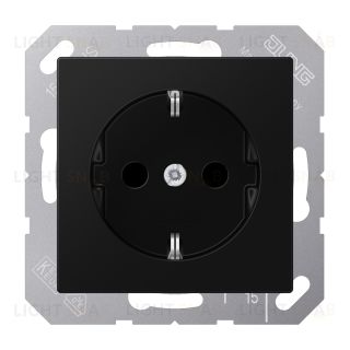 Розетка с заземлением 16А/250В Jung черный матовый A1520BFSWM A1520BFSWM