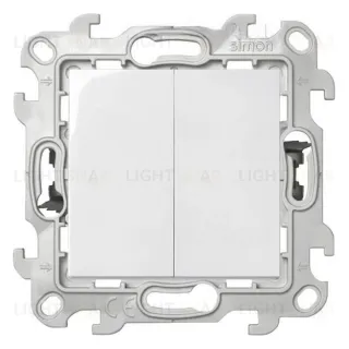 Выключатель двухклавишный проходной Simon 24 (вкл/выкл с 2-х мест) 10А/250В, белый 2410397-030 2410397-030
