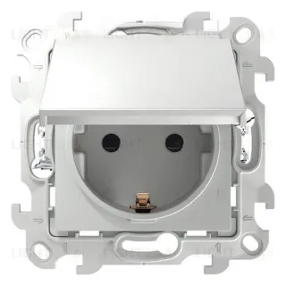 Розетка с заземлением с откидной крышкой и шторками IP44 Simon 24 Push&Go 16А/250В, белый 2420448-030 2420448-030