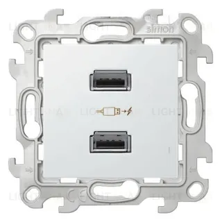 Розетка USB двойная Simon 24 для зарядки, 2 x 1050 мA, винтовой зажим, белый 2411096-030 2411096-030