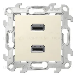Коннектор 2 x USB 2.0 Simon 24, тип A, (мама), винтовой зажим, слоновая кость 2411090-031 2411090-031