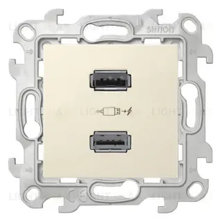 Розетка USB двойная Simon 24 для зарядки, 2 x 1050 мA, винтовой зажим, слоновая кость 2411096-031 2411096-031