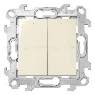 Выключатель двухклавишный с подсветкой Simon 24 10А/250В, слоновая кость 2450392-031 2450392-031