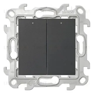 Выключатель двухклавишный с подсветкой Simon 24 10А/250В, графит 2450392-038 2450392-038