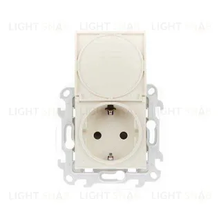 Розетка с заземлением с откидной крышкой и шторками IP44 Simon 24 16А/250В, слоновая кость 2450448-031 2450448-031