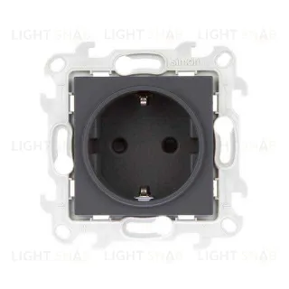 Розетка с заземлением со шторками Simon 24 16А/250В, графит 2450432-038 2450432-038