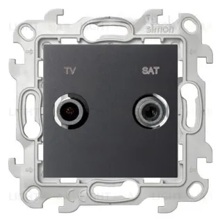 Телевизионная розетка оконечная Simon 24 TV-SAT, графит 2410486-038 2410486-038