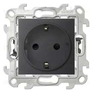 Розетка с заземлением со шторками Simon 24 Push&Go 16А/250В, графит 2420432-038 2420432-038