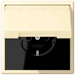 РОзетка с заземлением и шторками и крышкой Jung LS 990 Les Couleurs Le Corbusier blanc LC1520KIKL32001 LC1520KIKL32001