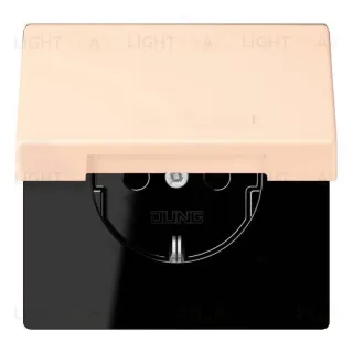 РОзетка с заземлением и шторками и крышкой Jung LS 990 Les Couleurs Le Corbusier terre sienne pale LC1520KIKL32123 LC1520KIKL32123
