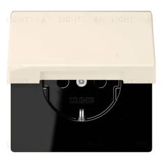 РОзетка с заземлением и шторками и крышкой Jung LS 990 Les Couleurs Le Corbusier blank ivoire LC1520KIKL4320B LC1520KIKL4320B