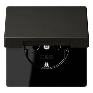 РОзетка с заземлением и шторками и крышкой Jung LS 990 Les Couleurs Le Corbusier ombre naturelle 59 LC1520KIKL4320R LC1520KIKL4320R